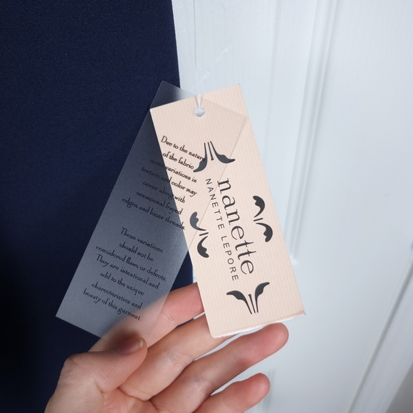 NWT Nanette Lepore 3/4 Sleeve Flounce Dress| Dark Navy - Picture 10 of 12